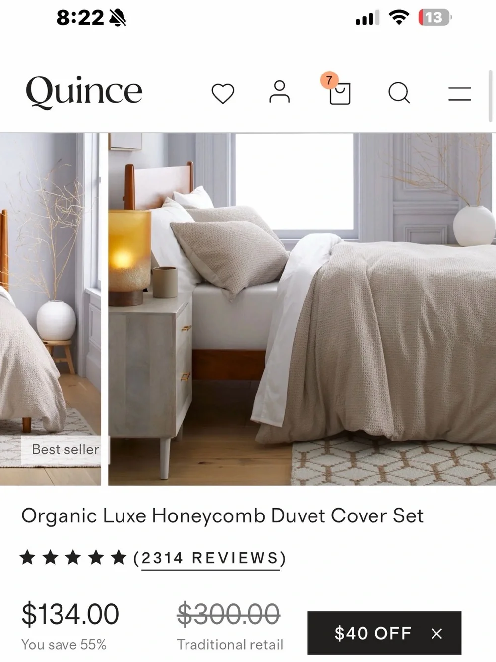 Organic Luxe Honeycomb Duvet Cover Set in Sand King/ CalKing